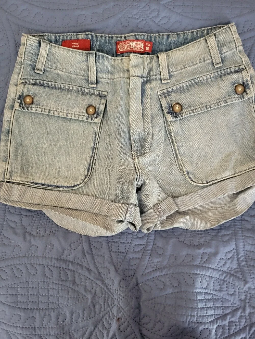 Lucky Brand Washed Light Blue Denim Cargo Shorts